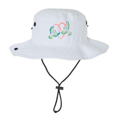 Cute Ribbon Heart Flying Birds Bucket Hat