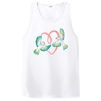 Cute Ribbon Heart Flying Birds PosiCharge Competitor Tank