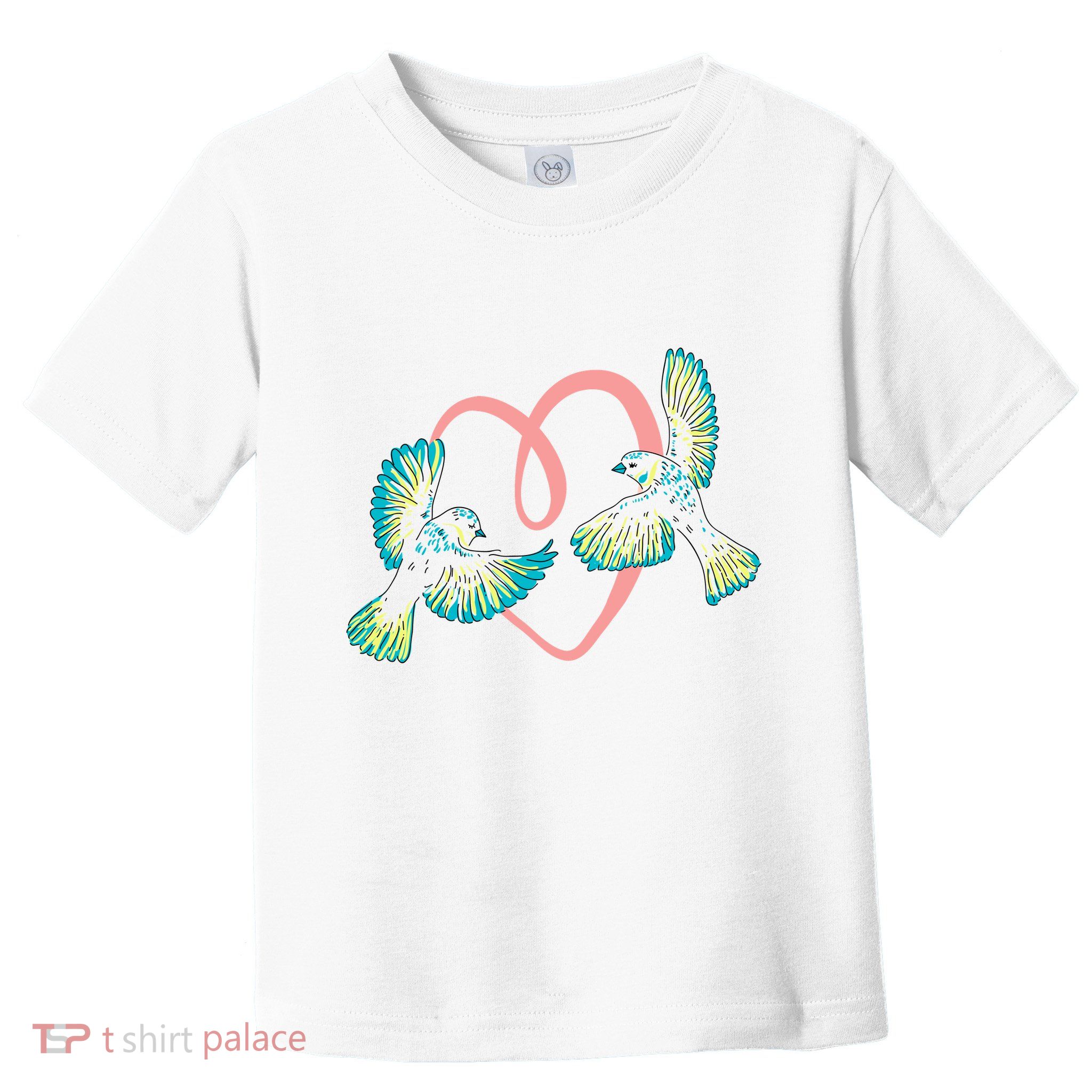 Cute Ribbon Heart Flying Birds Toddler T-Shirt