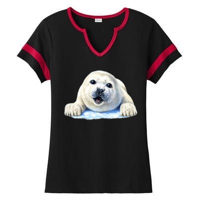 Cute Seal Wildlife Ladies Halftime Notch Neck Tee