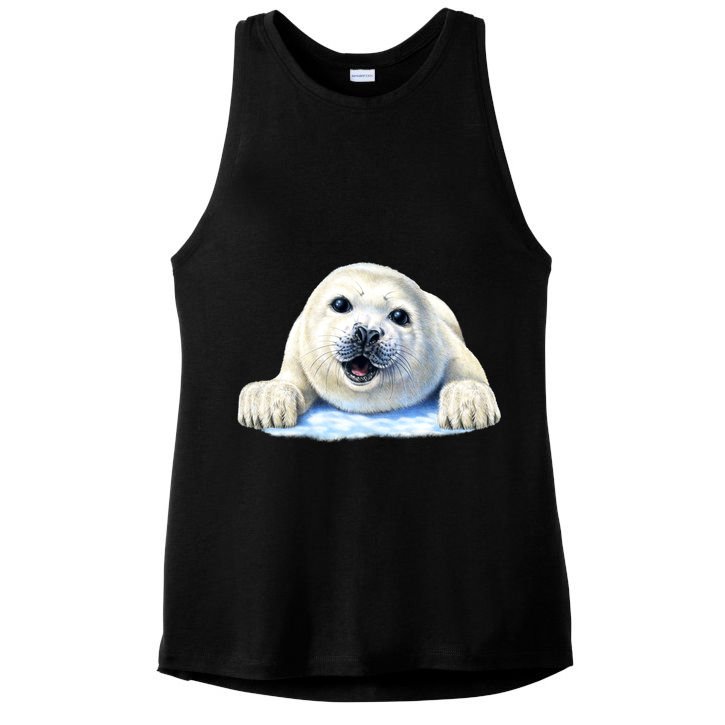 Cute Seal Wildlife Ladies PosiCharge Tri-Blend Wicking Tank
