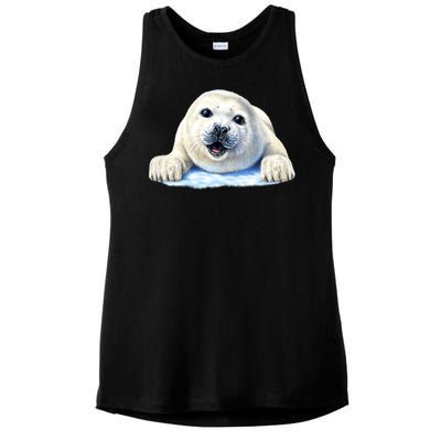 Cute Seal Wildlife Ladies PosiCharge Tri-Blend Wicking Tank