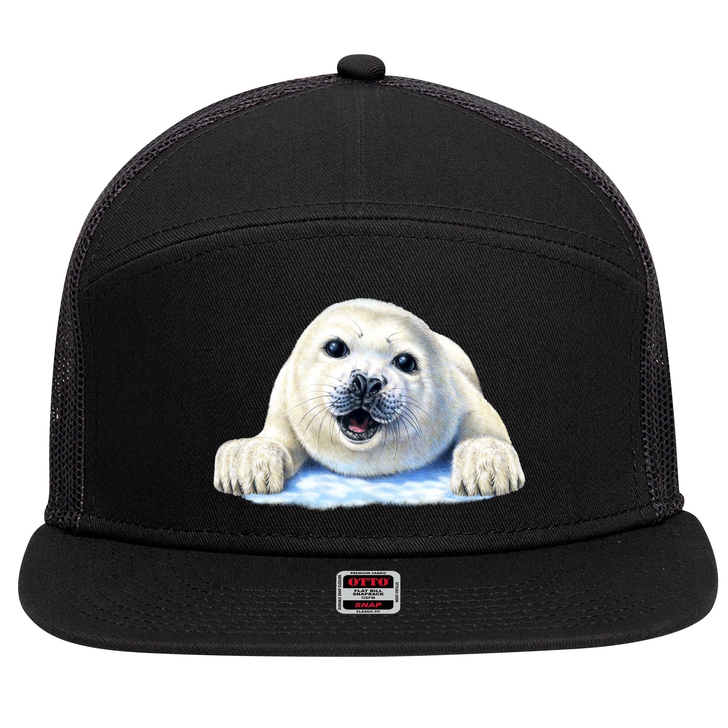Cute Seal Wildlife 7 Panel Mesh Trucker Snapback Hat