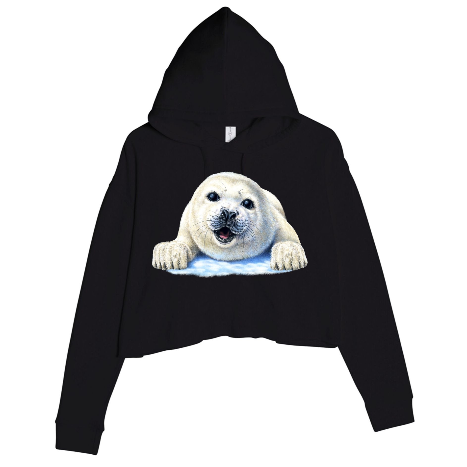Cute Seal Wildlife Crop Fleece Hoodie