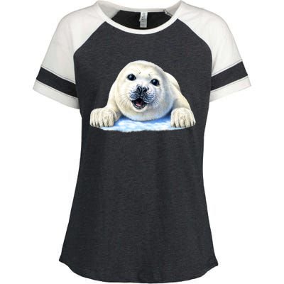 Cute Seal Wildlife Enza Ladies Jersey Colorblock Tee