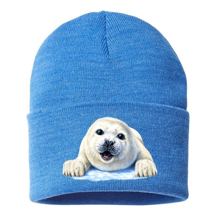 Cute Seal Wildlife Sustainable Knit Beanie