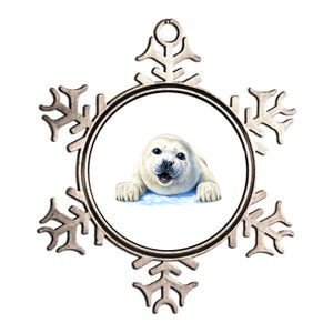 Cute Seal Wildlife Metallic Star Ornament