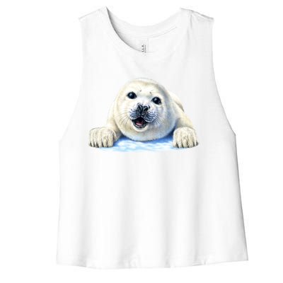 Cute Seal Wildlife Women's Racerback Cropped Tank