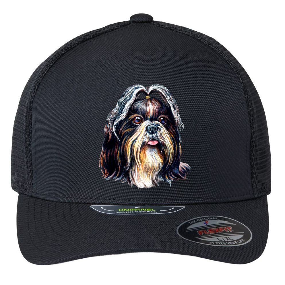 Cute Shih Tzu Flexfit Unipanel Trucker Cap