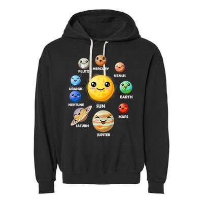 Cute Solar System Emoji Garment-Dyed Fleece Hoodie