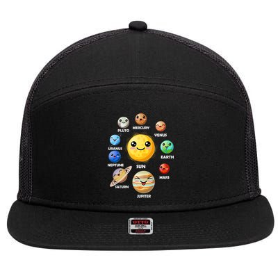 Cute Solar System Emoji 7 Panel Mesh Trucker Snapback Hat