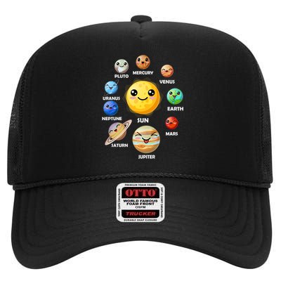 Cute Solar System Emoji High Crown Mesh Back Trucker Hat