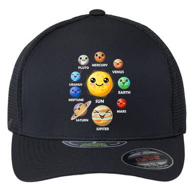 Cute Solar System Emoji Flexfit Unipanel Trucker Cap