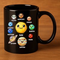 Cute Solar System Emoji 11oz C Handle Ceramic Mug