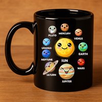 Cute Solar System Emoji 11oz C Handle Ceramic Mug