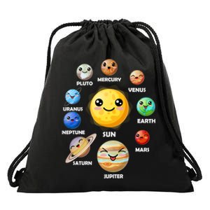 Cute Solar System Emoji Drawstring Bag