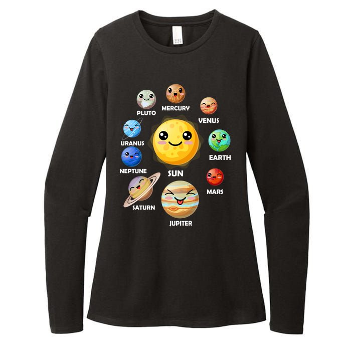 Cute Solar System Emoji Womens CVC Long Sleeve Shirt