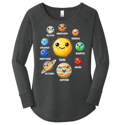 Cute Solar System Emoji Women's Perfect Tri Tunic Long Sleeve Shirt