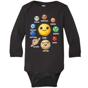 Cute Solar System Emoji Baby Long Sleeve Bodysuit