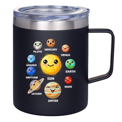 Cute Solar System Emoji 12oz Stainless Steel Coffee Mug