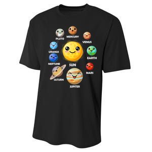 Cute Solar System Emoji Performance Sprint T-Shirt