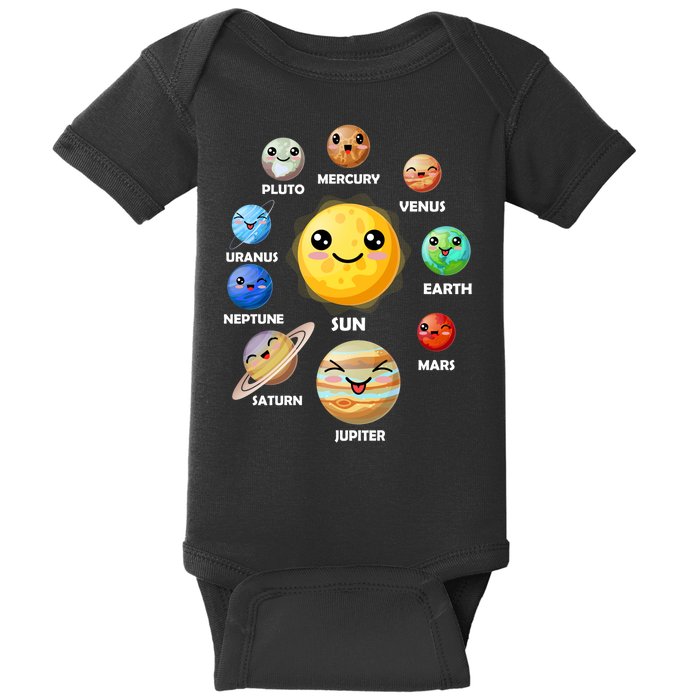 Cute Solar System Emoji Baby Bodysuit