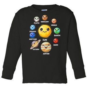 Cute Solar System Emoji Toddler Long Sleeve Shirt