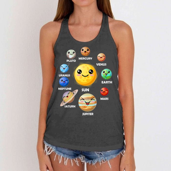 Cute Solar System Emoji Women's Knotted Racerback Tank