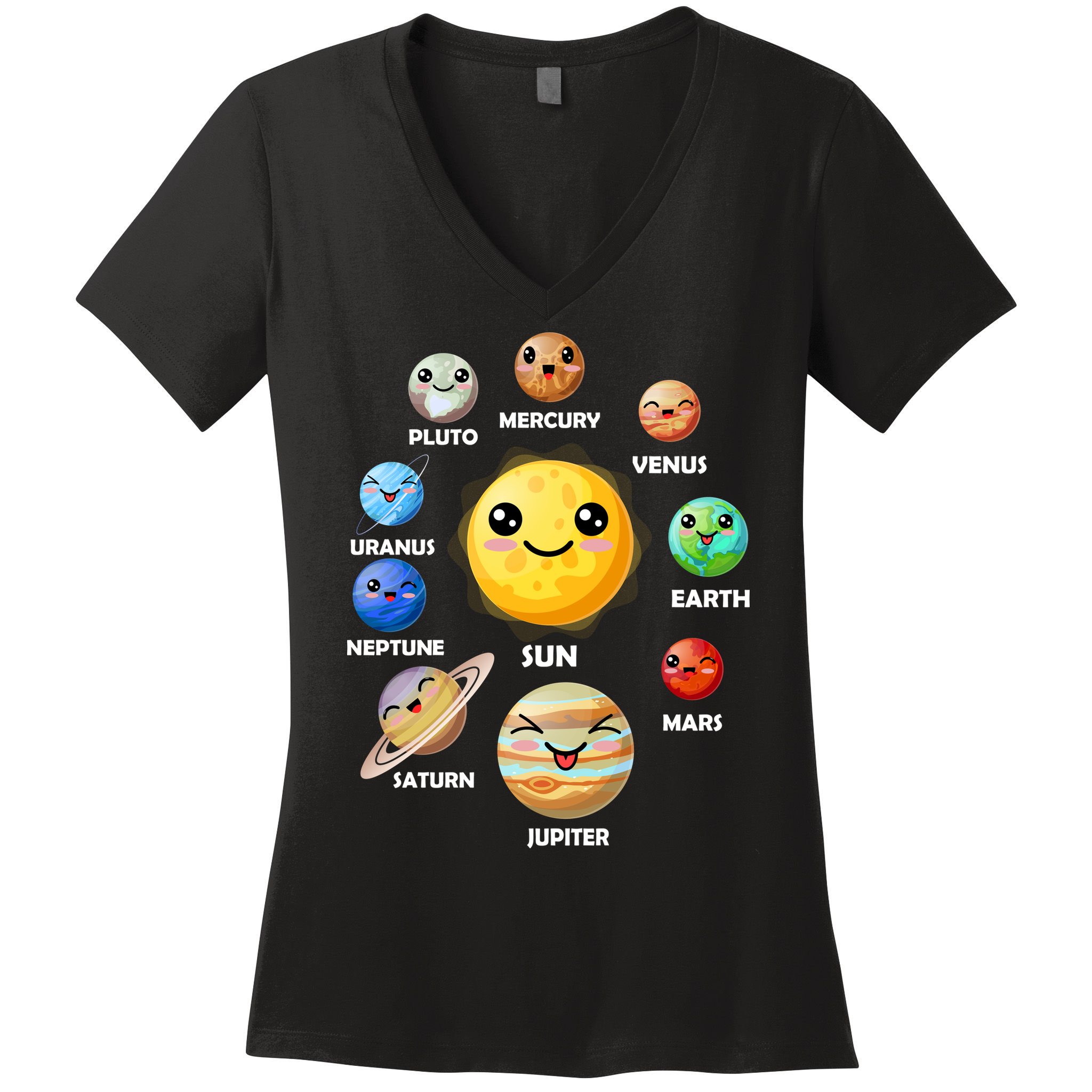 Cute Solar System Emoji Women's V-Neck T-Shirt