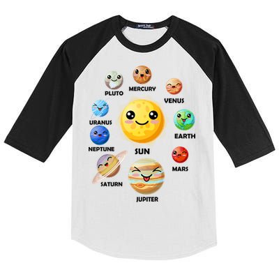 Cute Solar System Emoji Kids Colorblock Raglan Jersey