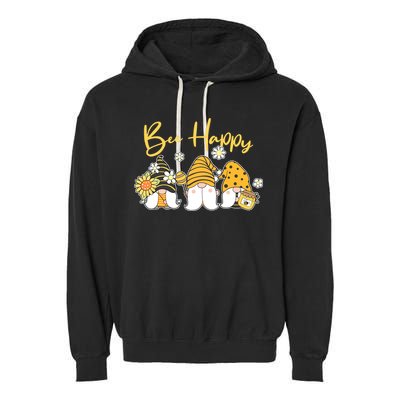 Cute Spring Bee Happy Gnomes Garment-Dyed Fleece Hoodie