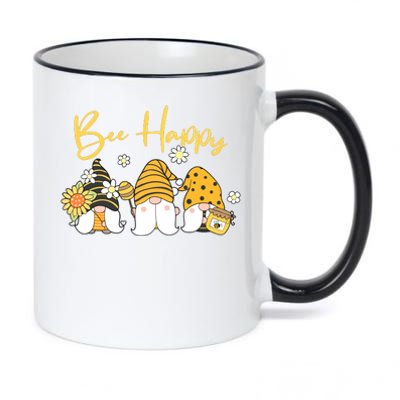 Cute Spring Bee Happy Gnomes 11oz Black Color Changing Mug