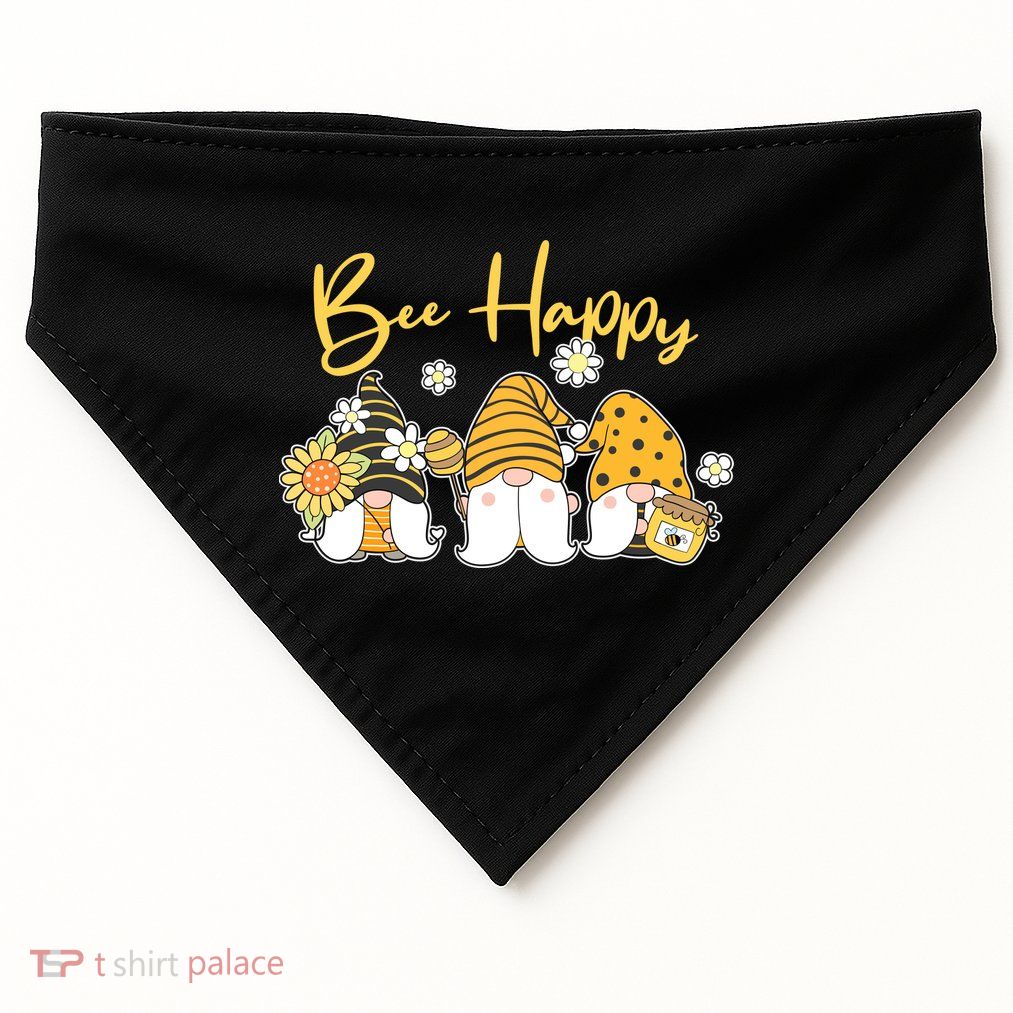 Cute Spring Bee Happy Gnomes USA-Made Doggie Bandana