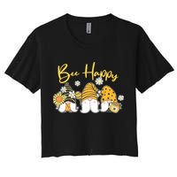 Cute Spring Bee Happy Gnomes Women's Crop Top Tee