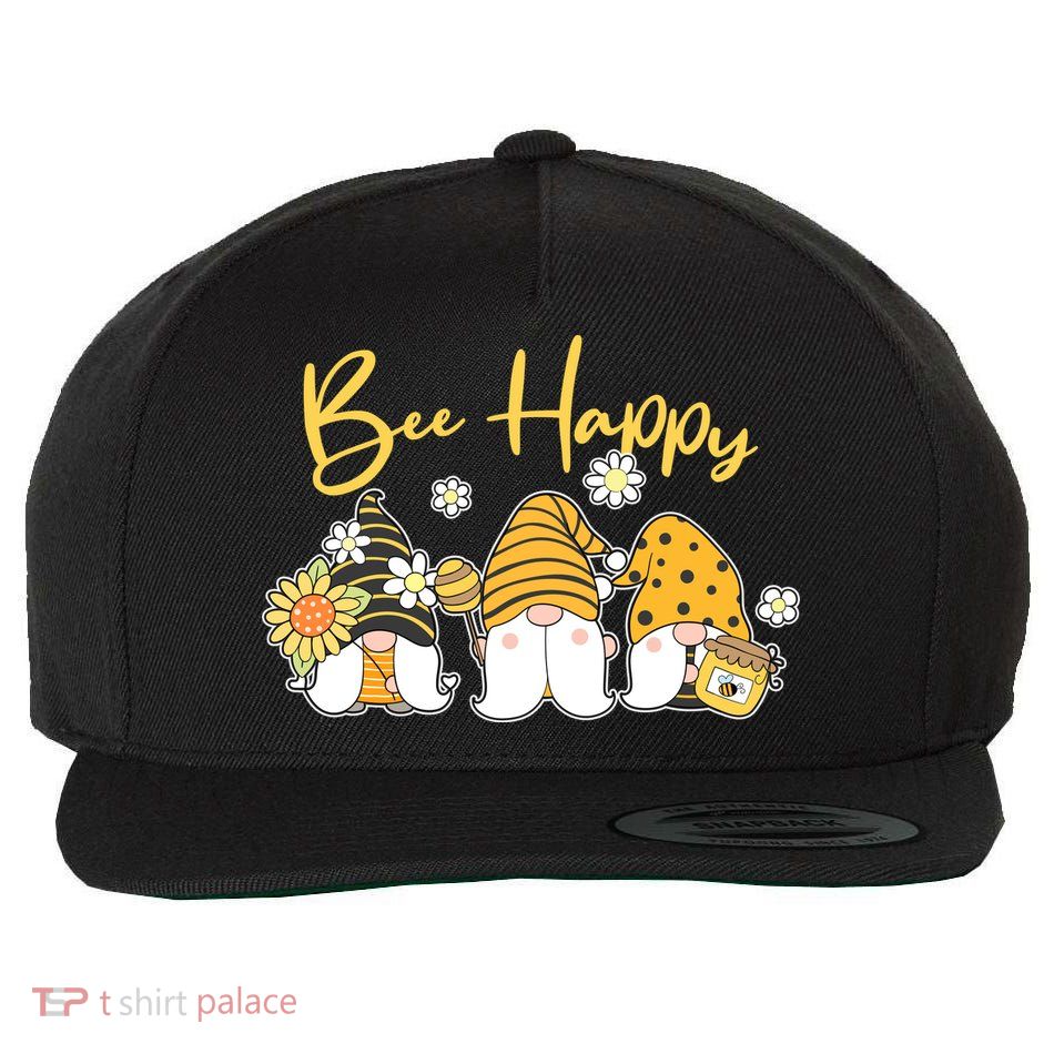 Cute Spring Bee Happy Gnomes Wool Snapback Cap