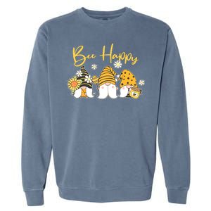 Cute Spring Bee Happy Gnomes Garment-Dyed Sweatshirt