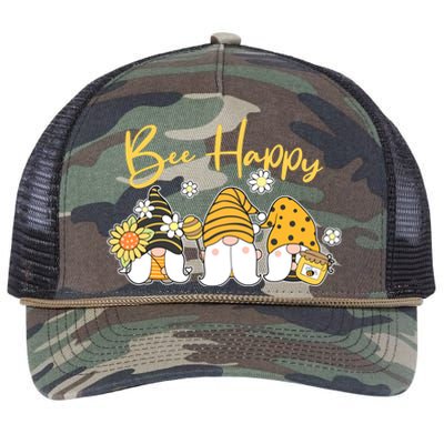 Cute Spring Bee Happy Gnomes Retro Rope Trucker Hat Cap