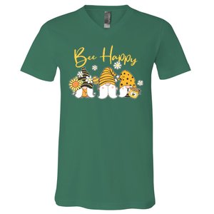 Cute Spring Bee Happy Gnomes V-Neck T-Shirt