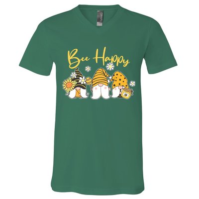 Cute Spring Bee Happy Gnomes V-Neck T-Shirt