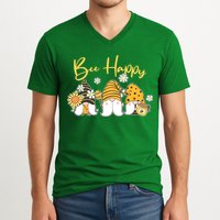 Cute Spring Bee Happy Gnomes V-Neck T-Shirt