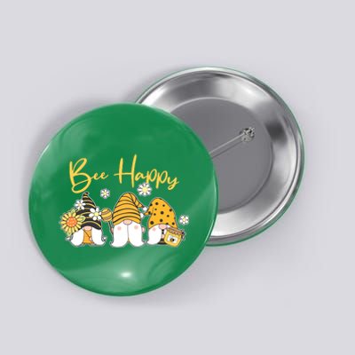 Cute Spring Bee Happy Gnomes Button