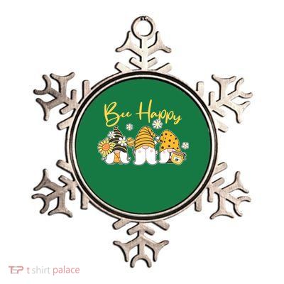 Cute Spring Bee Happy Gnomes Metallic Star Ornament