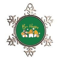 Cute Spring Bee Happy Gnomes Metallic Star Ornament