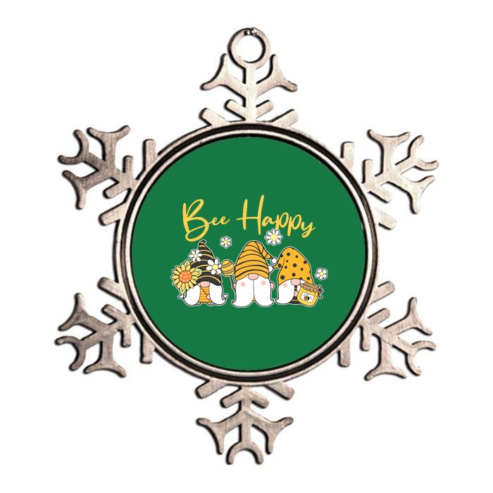 Cute Spring Bee Happy Gnomes Metallic Star Ornament