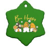 Cute Spring Bee Happy Gnomes Ceramic Star Ornament