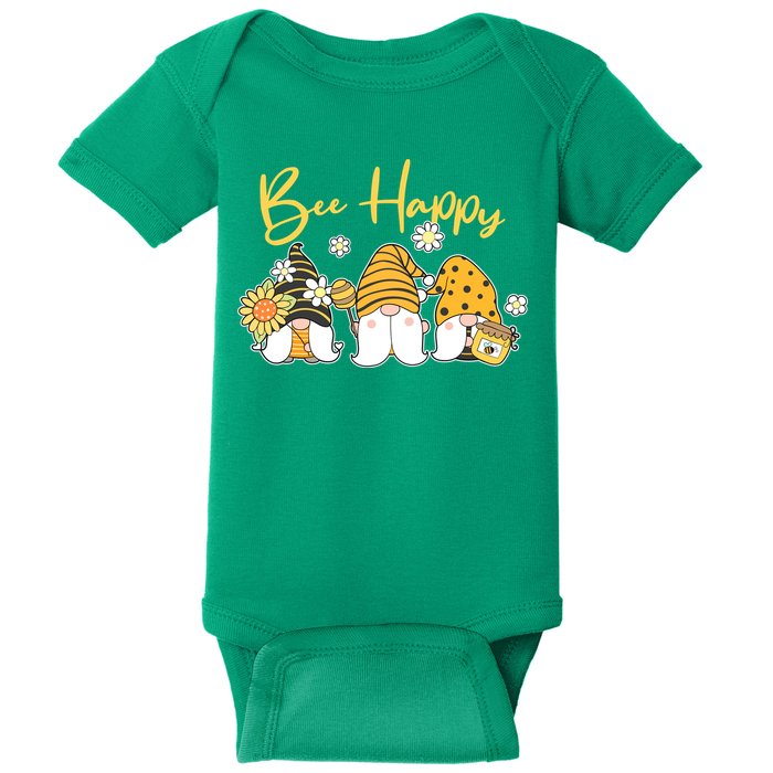 Cute Spring Bee Happy Gnomes Baby Bodysuit