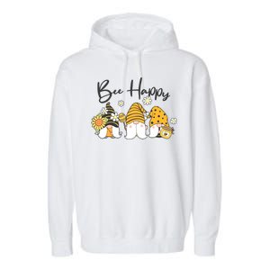 Cute Spring Bee Happy Gnomes Garment-Dyed Fleece Hoodie