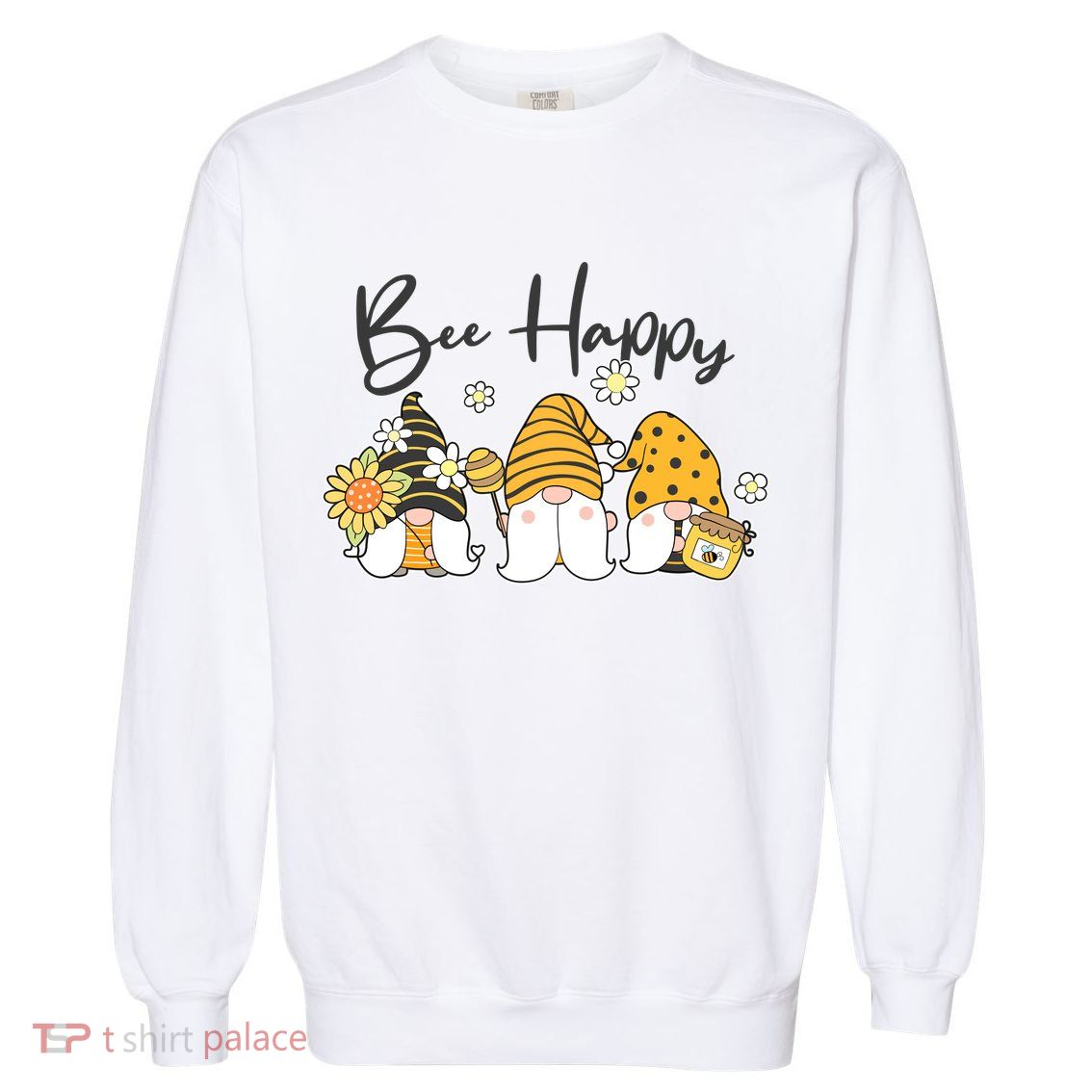 Cute Spring Bee Happy Gnomes Garment-Dyed Sweatshirt