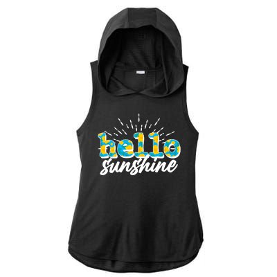 Cute Springy Summery Hello Sunshine Ladies PosiCharge Tri-Blend Wicking Draft Hoodie Tank