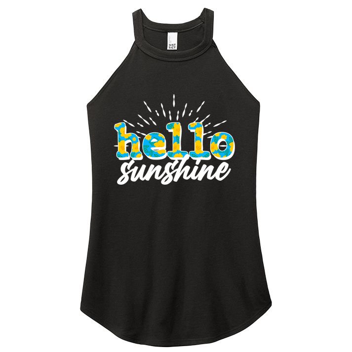 Cute Springy Summery Hello Sunshine Women's Perfect Tri Rocker Tank